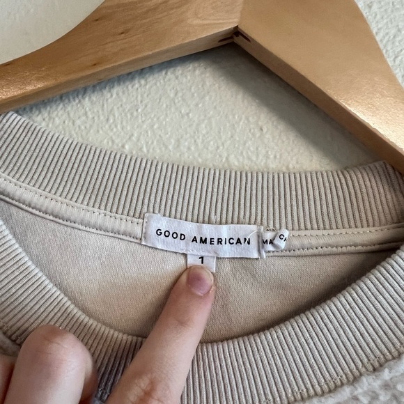 Good American Sherpa Boyfriend Sweatshirt in Bone - Picture 6 of 9